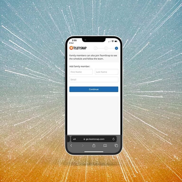 Mobile phone showing steps of getting started with the Punta Gorda Pub Run TeamSNAP app