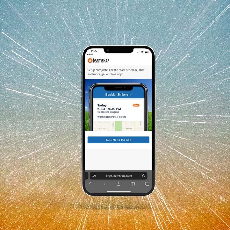 Mobile phone showing steps of getting started with the Punta Gorda Pub Run TeamSNAP app