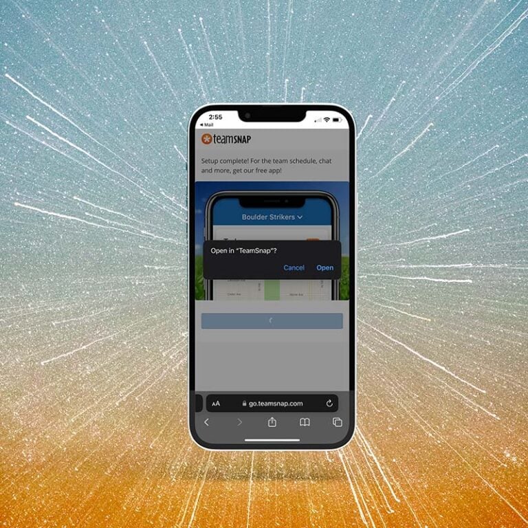 Mobile phone showing steps of getting started with the Punta Gorda Pub Run TeamSNAP app